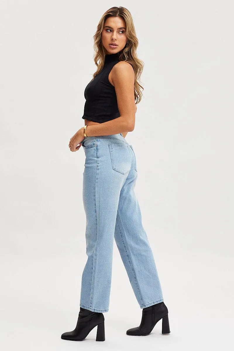 Blue Straight Denim Jeans Low Rise sold by Ally Fashion product image thumbnail 5