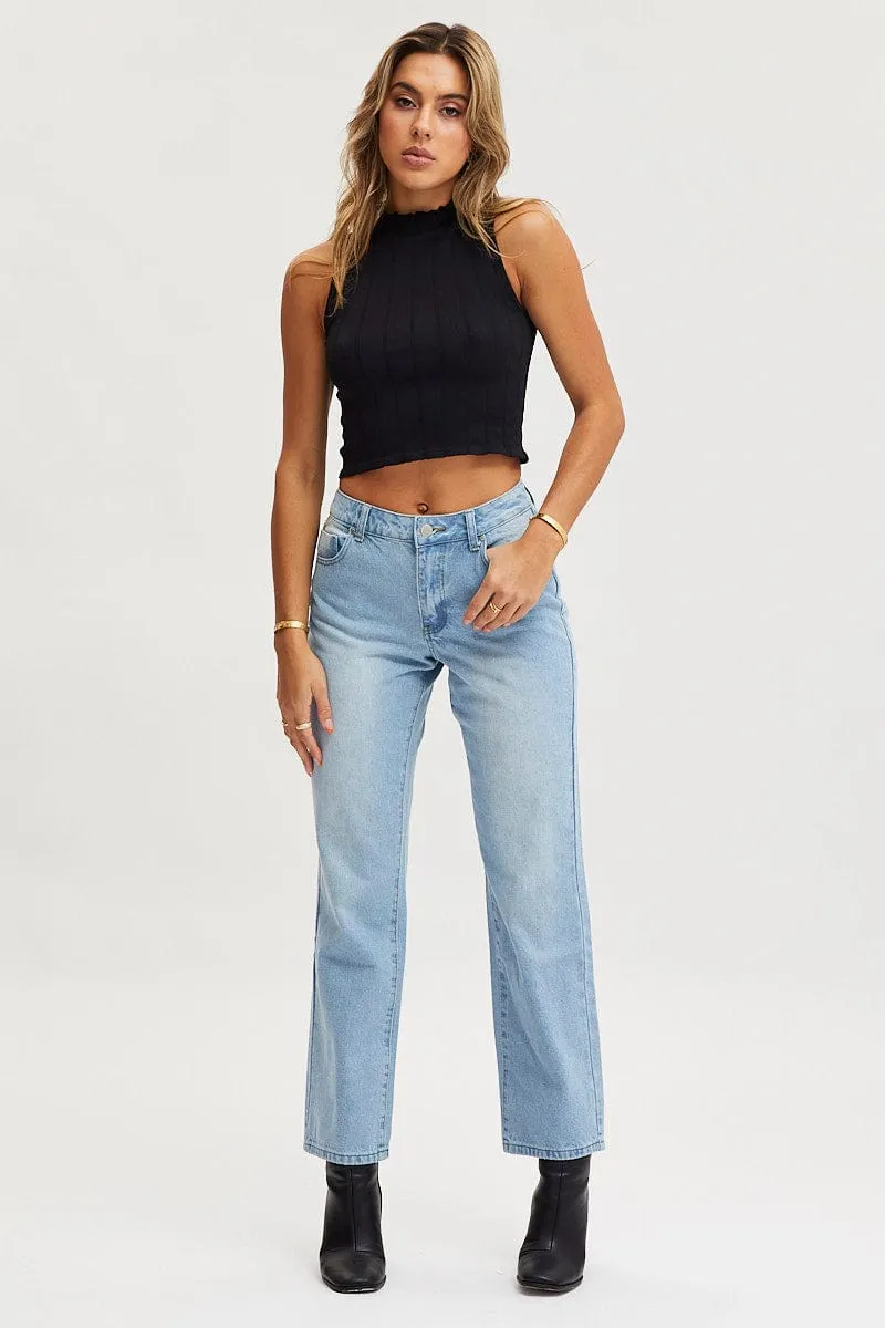 Blue Straight Denim Jeans Low Rise sold by Ally Fashion product image thumbnail 2