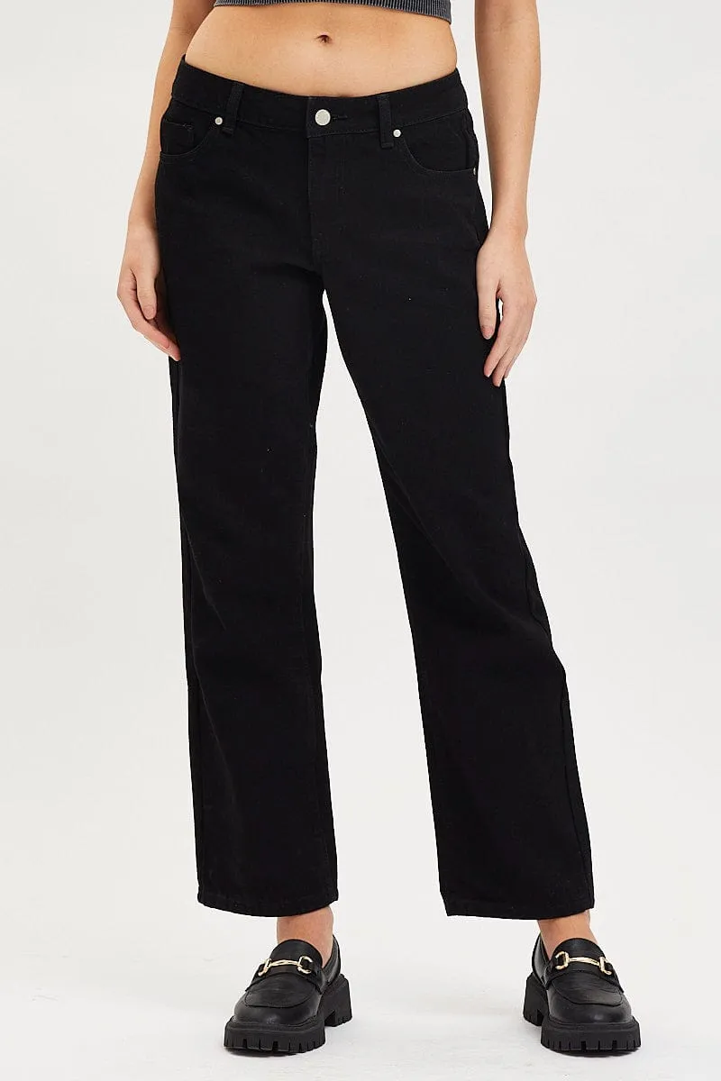 Black Straight Denim Jeans Low Rise sold by Ally Fashion product image thumbnail 2