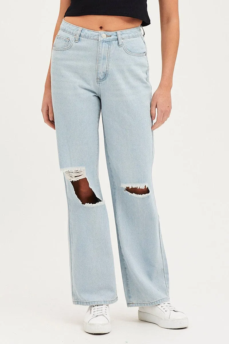 Blue Straight Denim Jeans Mid Rise sold by Ally Fashion product image thumbnail 2