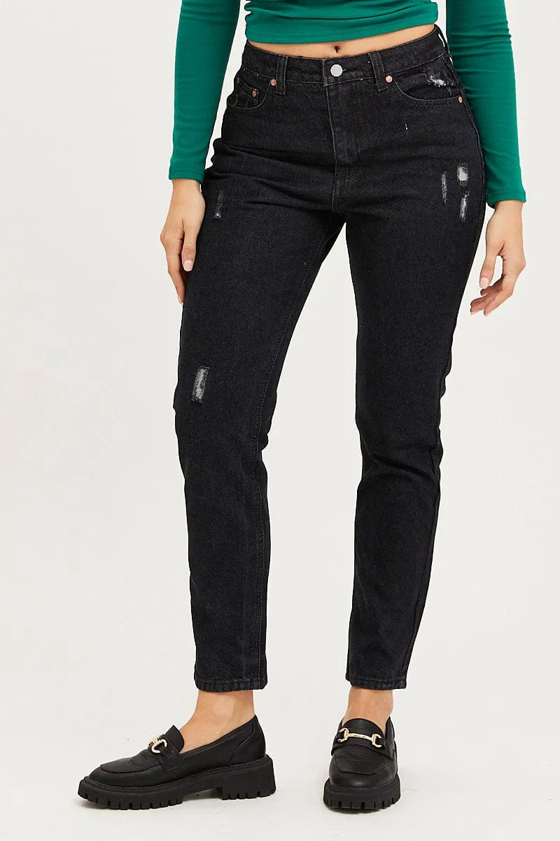 Black Mom Jeans High Rise sold by Ally Fashion product image thumbnail 2