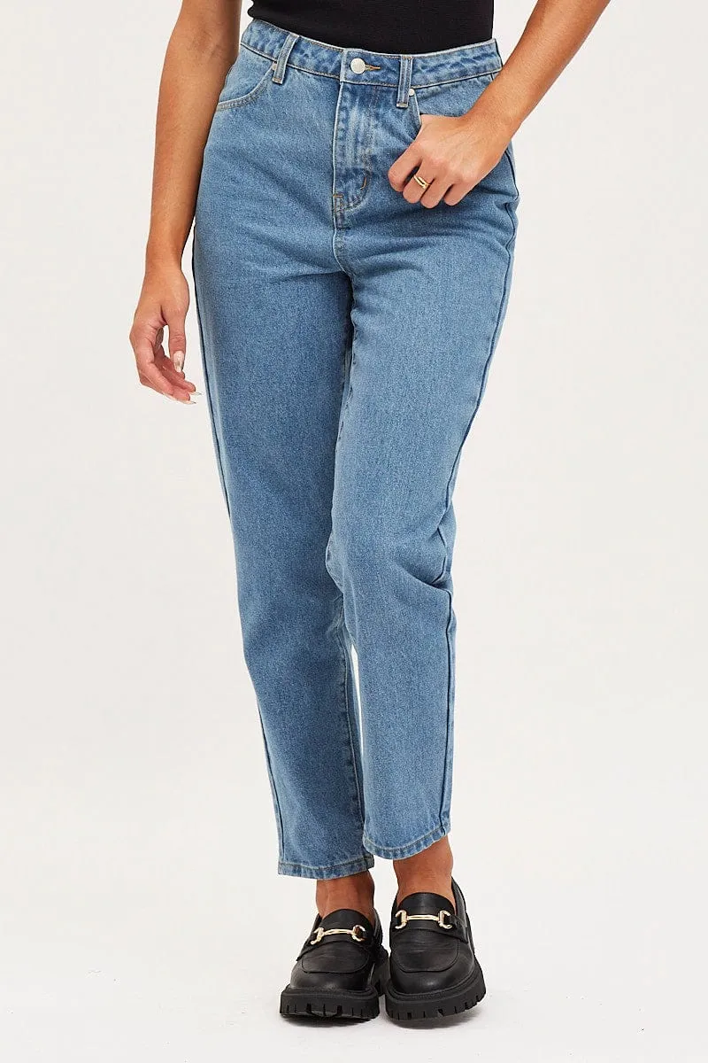Blue Mom Jeans High Rise sold by Ally Fashion product image thumbnail 2
