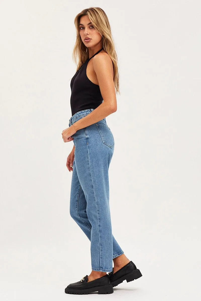Blue Mom Jeans High Rise sold by Ally Fashion product image thumbnail 4