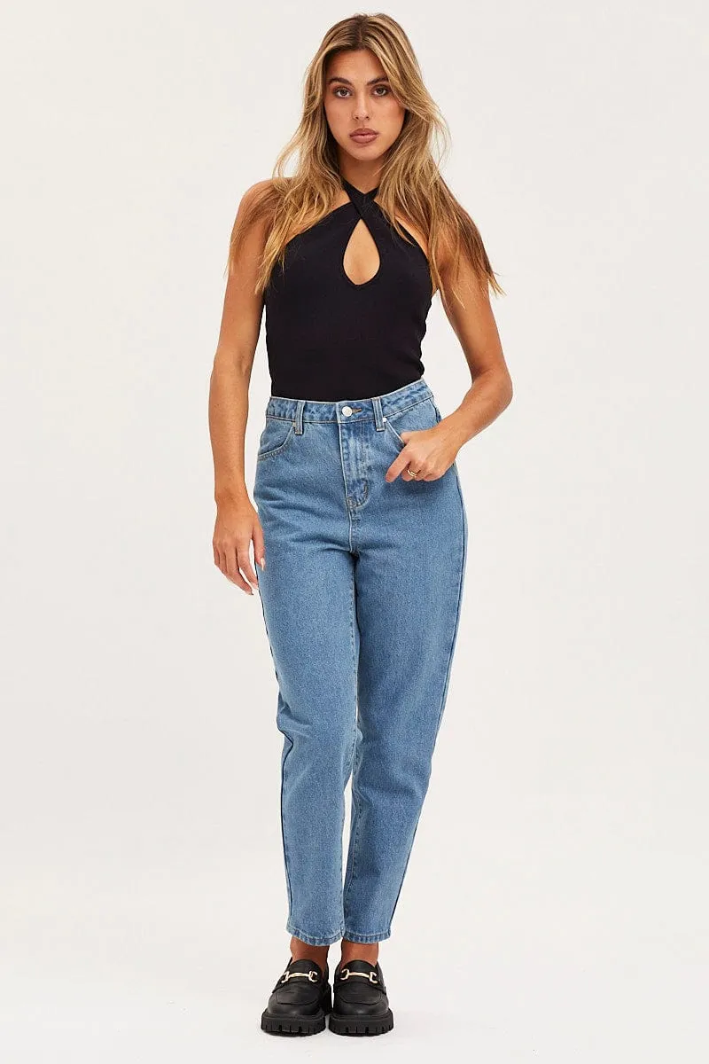 Blue Mom Jeans High Rise sold by Ally Fashion