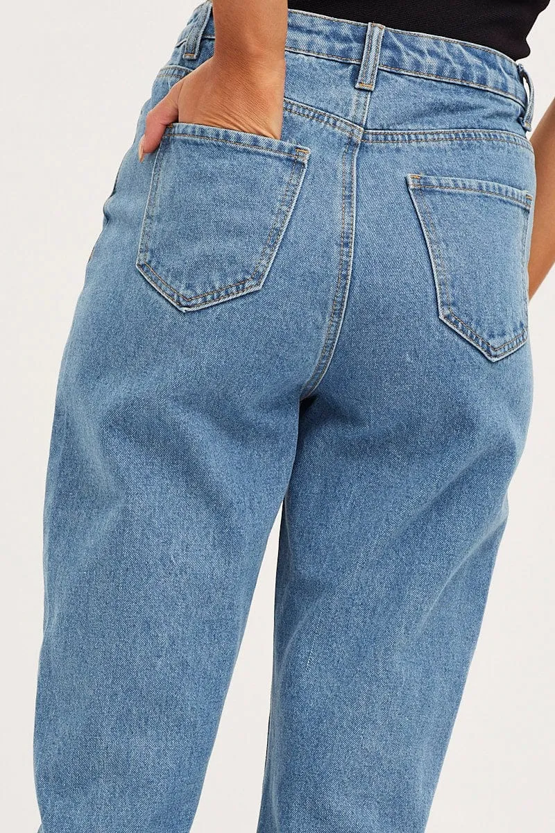 Blue Mom Jeans High Rise sold by Ally Fashion product image thumbnail 5