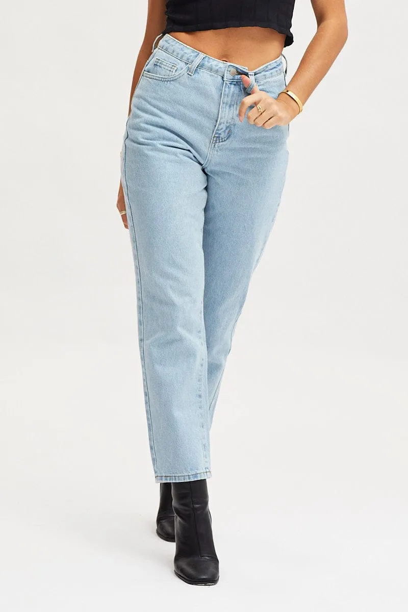 Blue High Rise Mom Jeans sold by Ally Fashion product image thumbnail 3