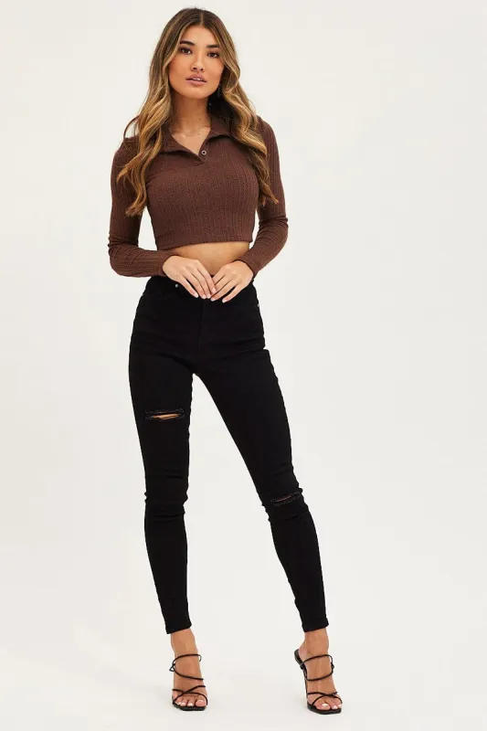 Black Skinny Denim Jeans High Rise sold by Ally Fashion