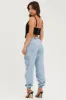 Blue Cargo Jeans High Rise Denim sold by Ally Fashion
