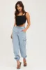 Blue Cargo Jeans High Rise Denim sold by Ally Fashion