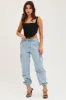 Blue Cargo Jeans High Rise Denim sold by Ally Fashion