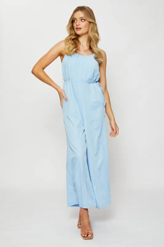 Blue Wide Leg Jumpsuit sold by Ally Fashion