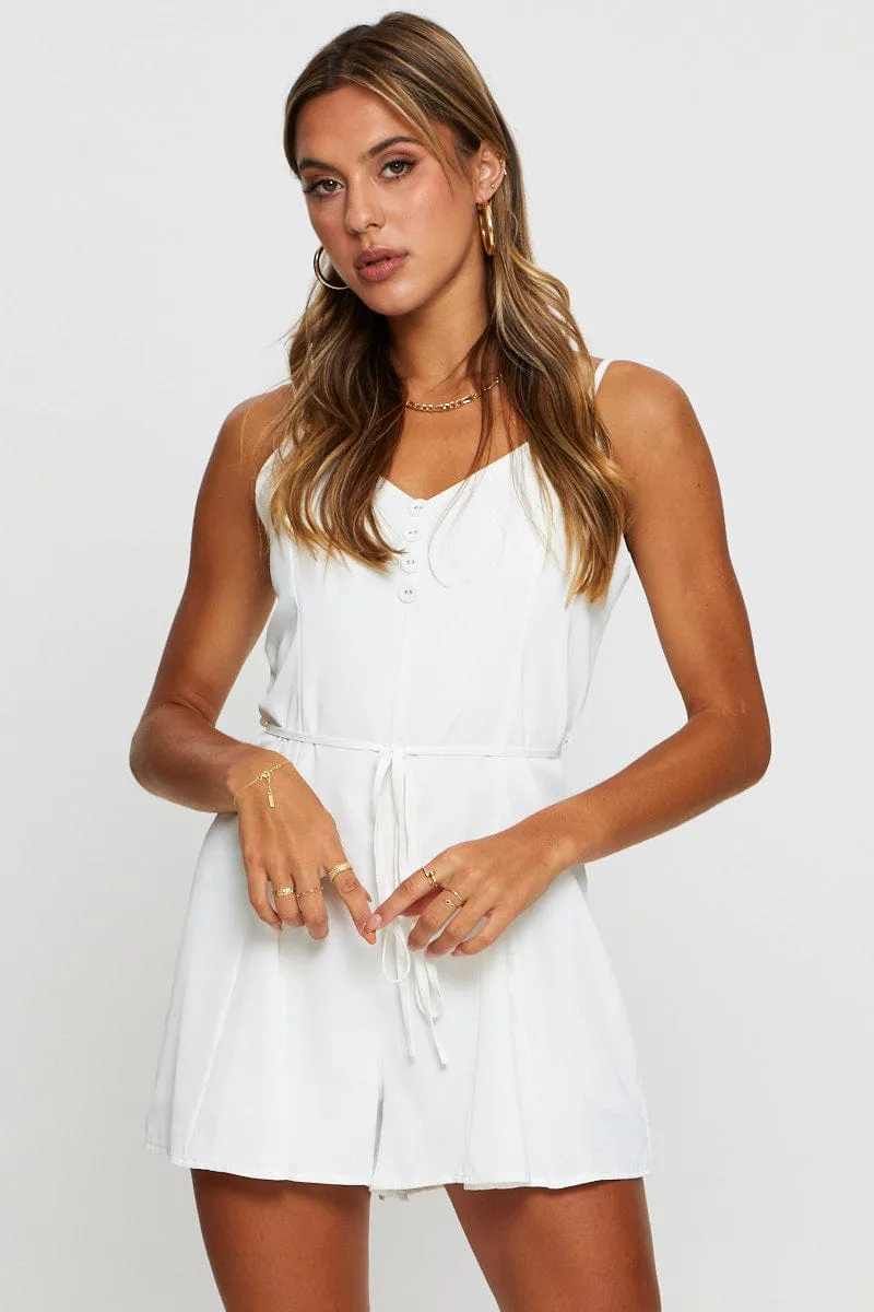 White Playsuit Sleeveless sold by Ally Fashion product image thumbnail 2