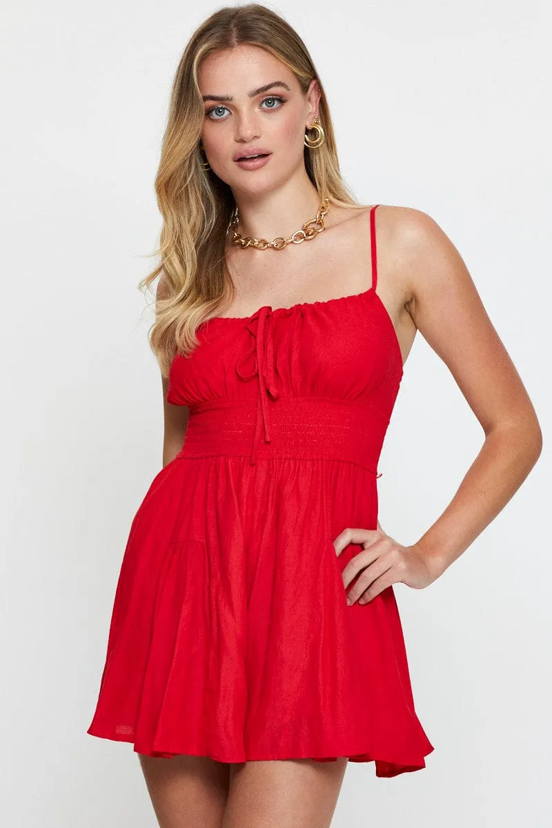 Red Playsuit Sleeveless sold by Ally Fashion product image thumbnail 3