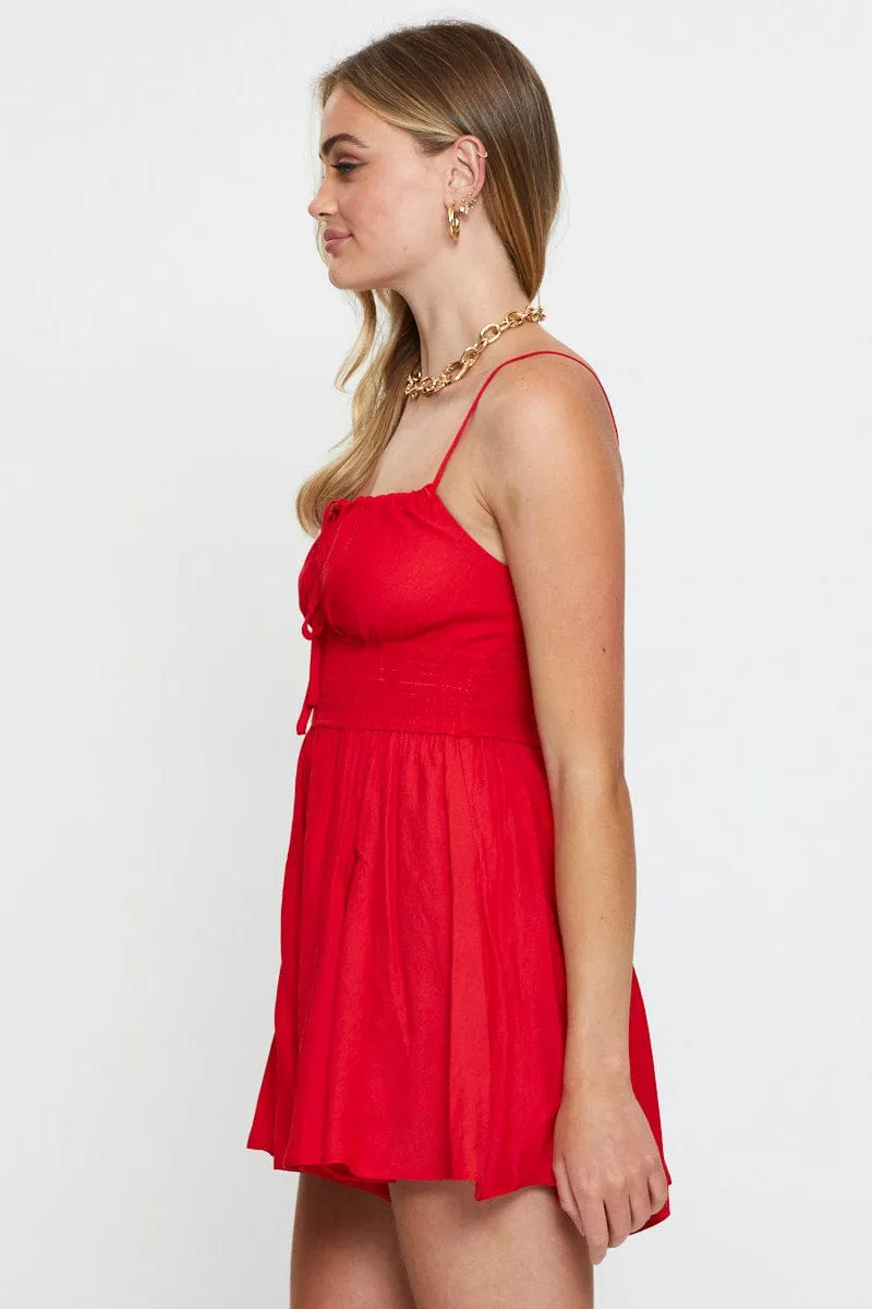 Red Playsuit Sleeveless sold by Ally Fashion product image thumbnail 4