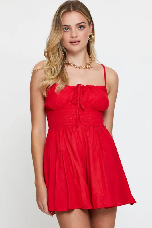 Red Playsuit Sleeveless sold by Ally Fashion