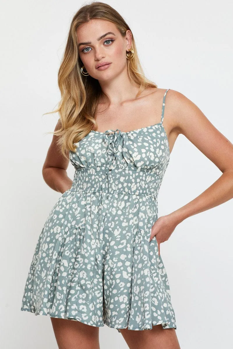 Geo Print Playsuit Sleeveless sold by Ally Fashion