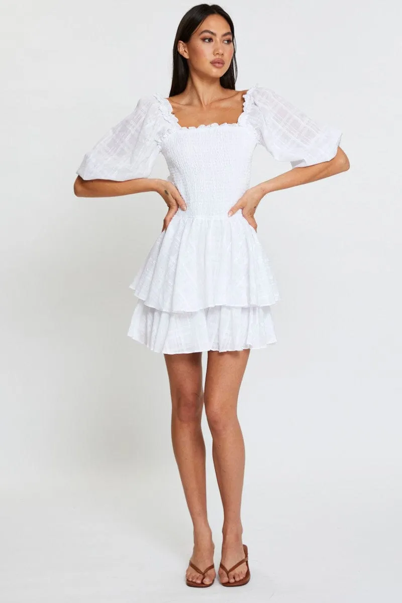 White Mini Dress Square Neck sold by Ally Fashion product image thumbnail 3