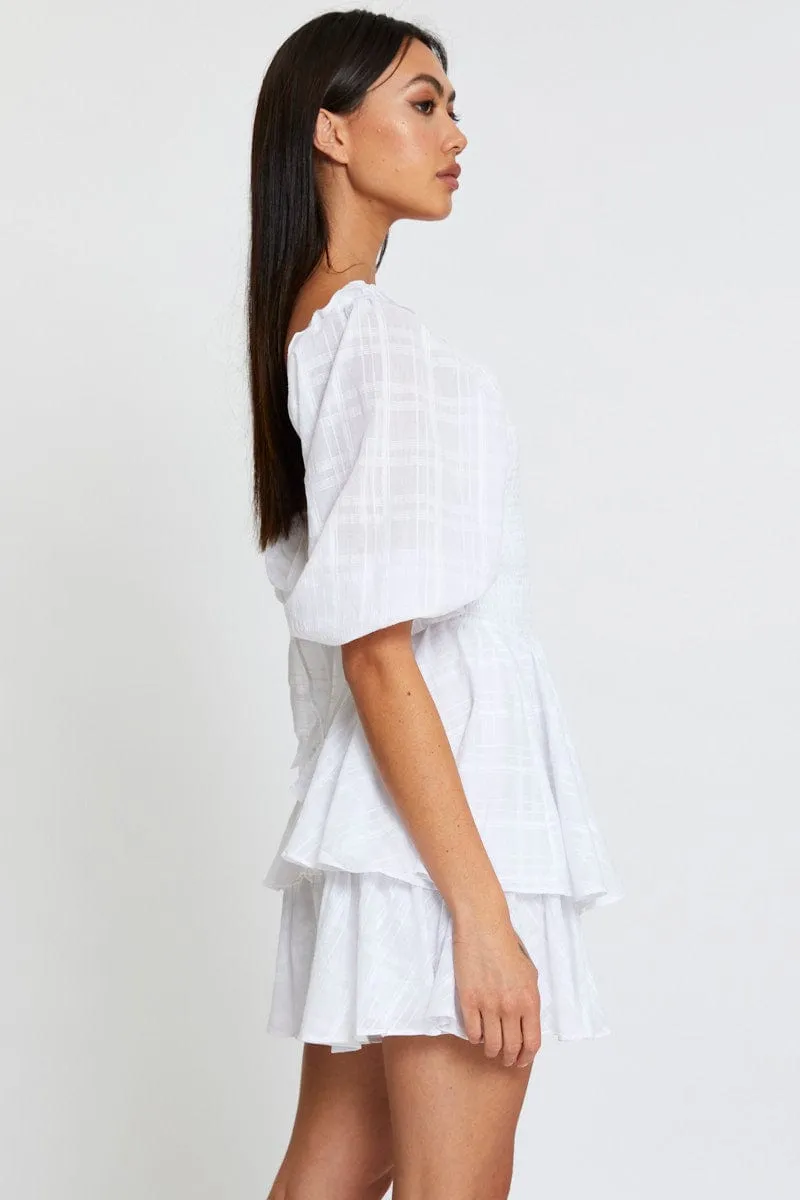 White Mini Dress Square Neck sold by Ally Fashion product image thumbnail 4