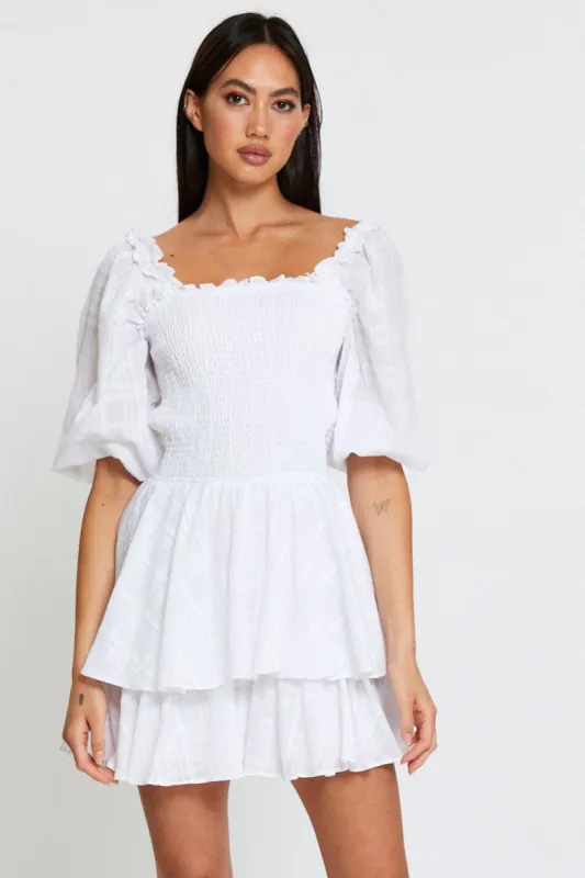 White Mini Dress Square Neck sold by Ally Fashion