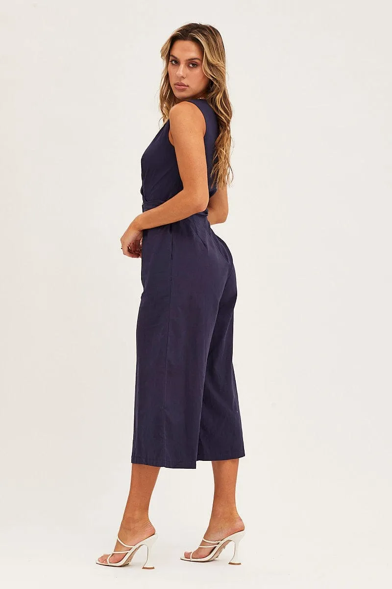 Blue Jumpsuit Sleeveless V Neck sold by Ally Fashion product image thumbnail 4
