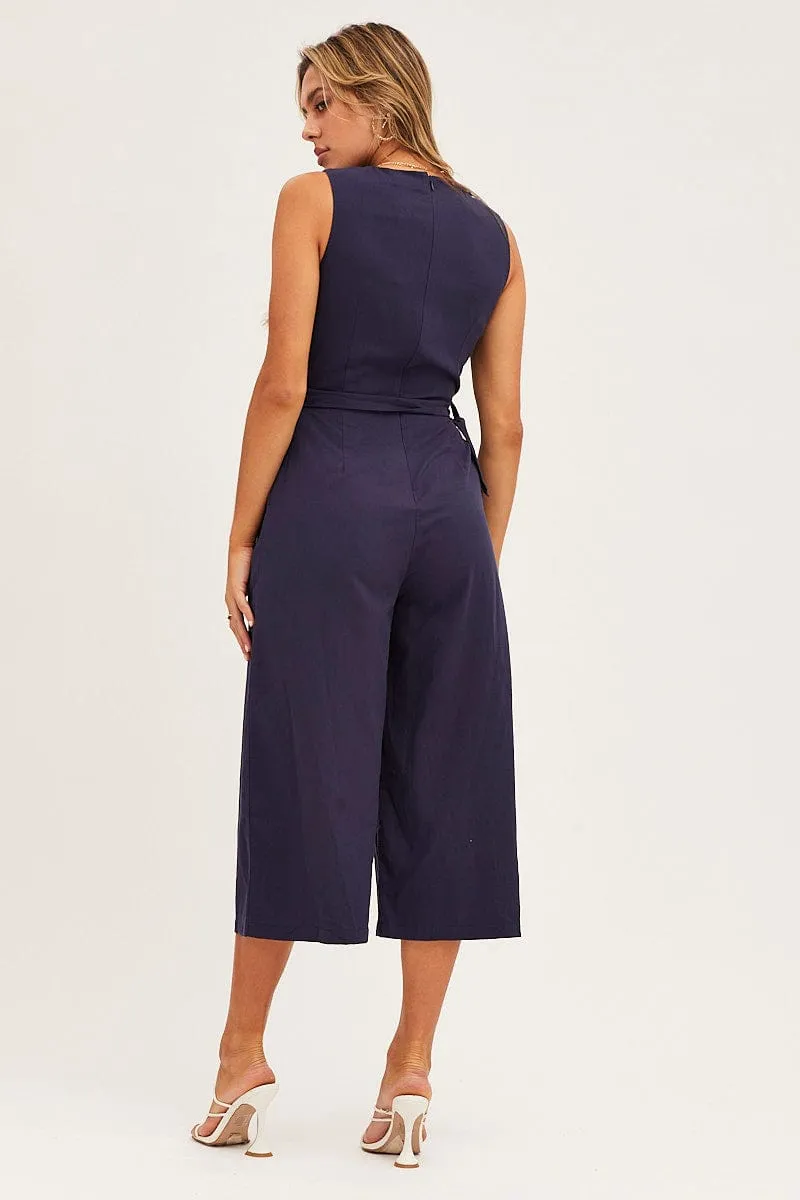 Blue Jumpsuit Sleeveless V Neck sold by Ally Fashion product image thumbnail 5