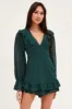 Green Playsuit Long Sleeve V Neck sold by Ally Fashion
