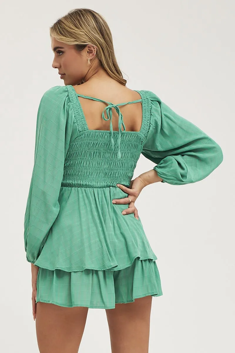 Green Shirred Detail Playsuit sold by Ally Fashion product image thumbnail 5