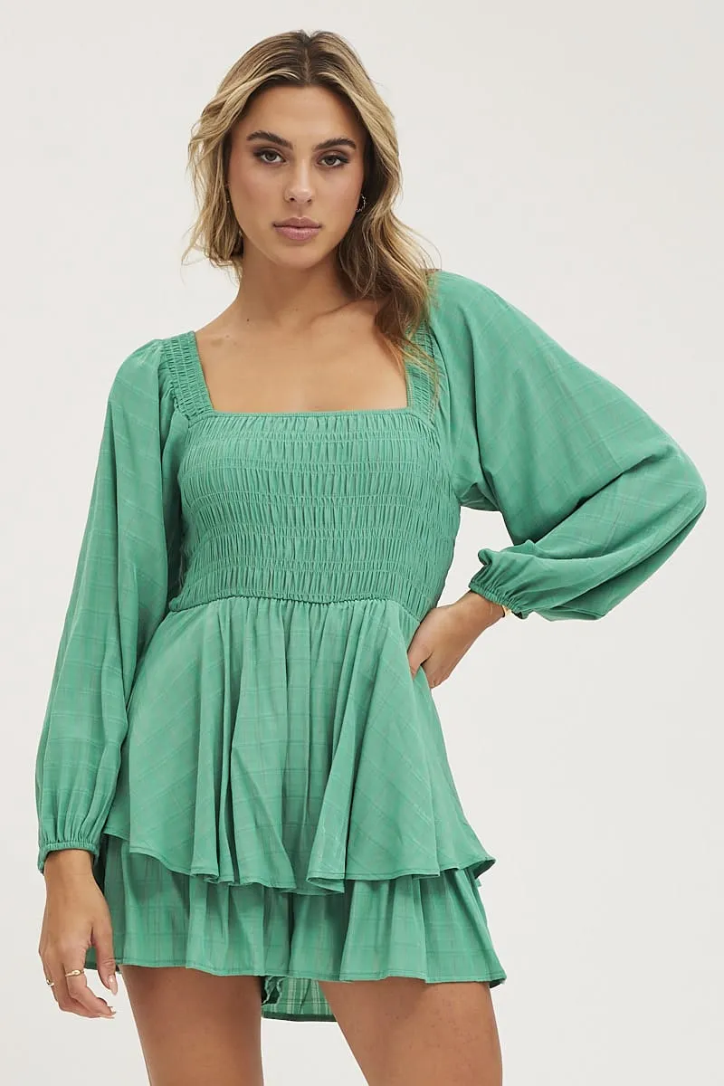 Green Shirred Detail Playsuit sold by Ally Fashion product image thumbnail 3