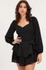 Black Playsuit Long Sleeve sold by Ally Fashion