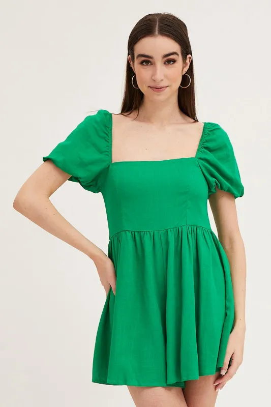 Green Playsuit Short Sleeve sold by Ally Fashion
