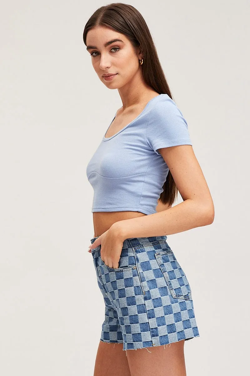 Print Relaxed Denim Shorts High Rise sold by Ally Fashion product image thumbnail 5