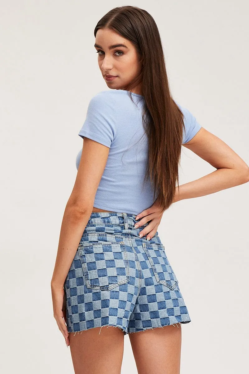 Print Relaxed Denim Shorts High Rise sold by Ally Fashion product image thumbnail 4