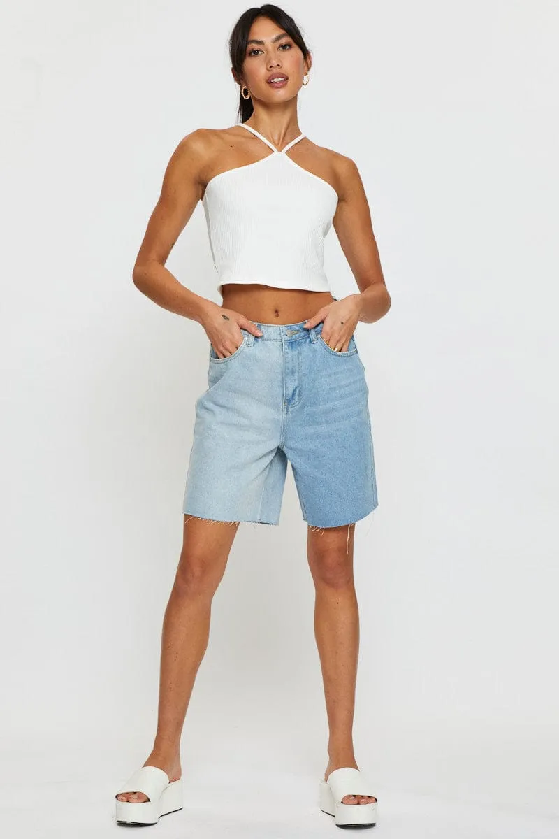 Blue Relaxed Denim Shorts High Rise sold by Ally Fashion product image thumbnail 3