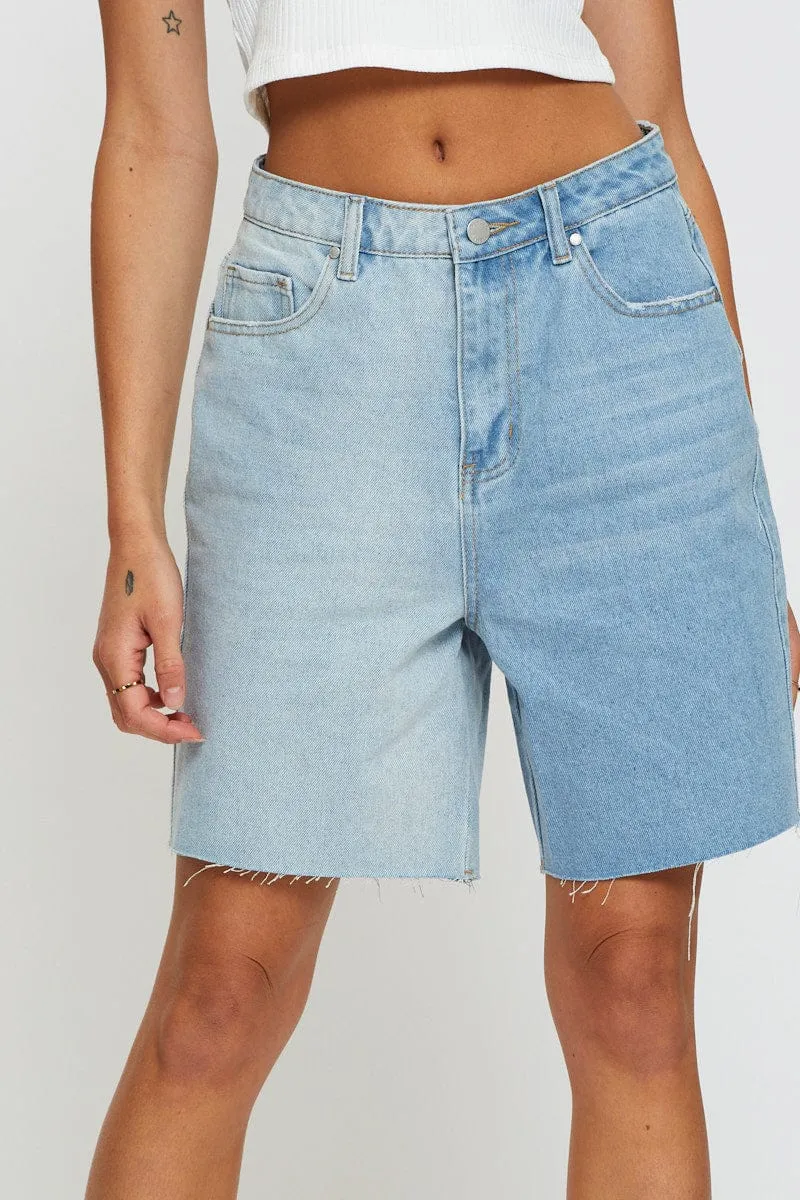 Blue Relaxed Denim Shorts High Rise sold by Ally Fashion product image thumbnail 2