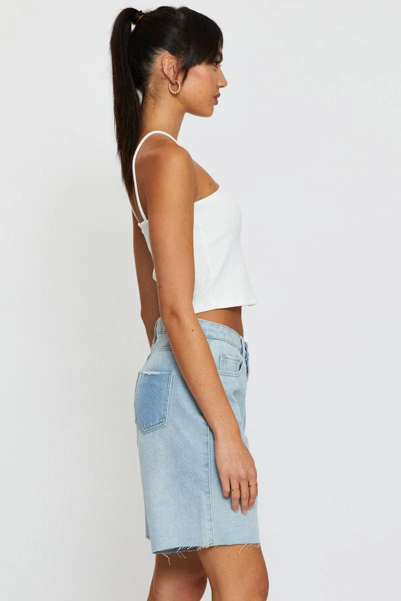 Blue Relaxed Denim Shorts High Rise sold by Ally Fashion product image thumbnail 4