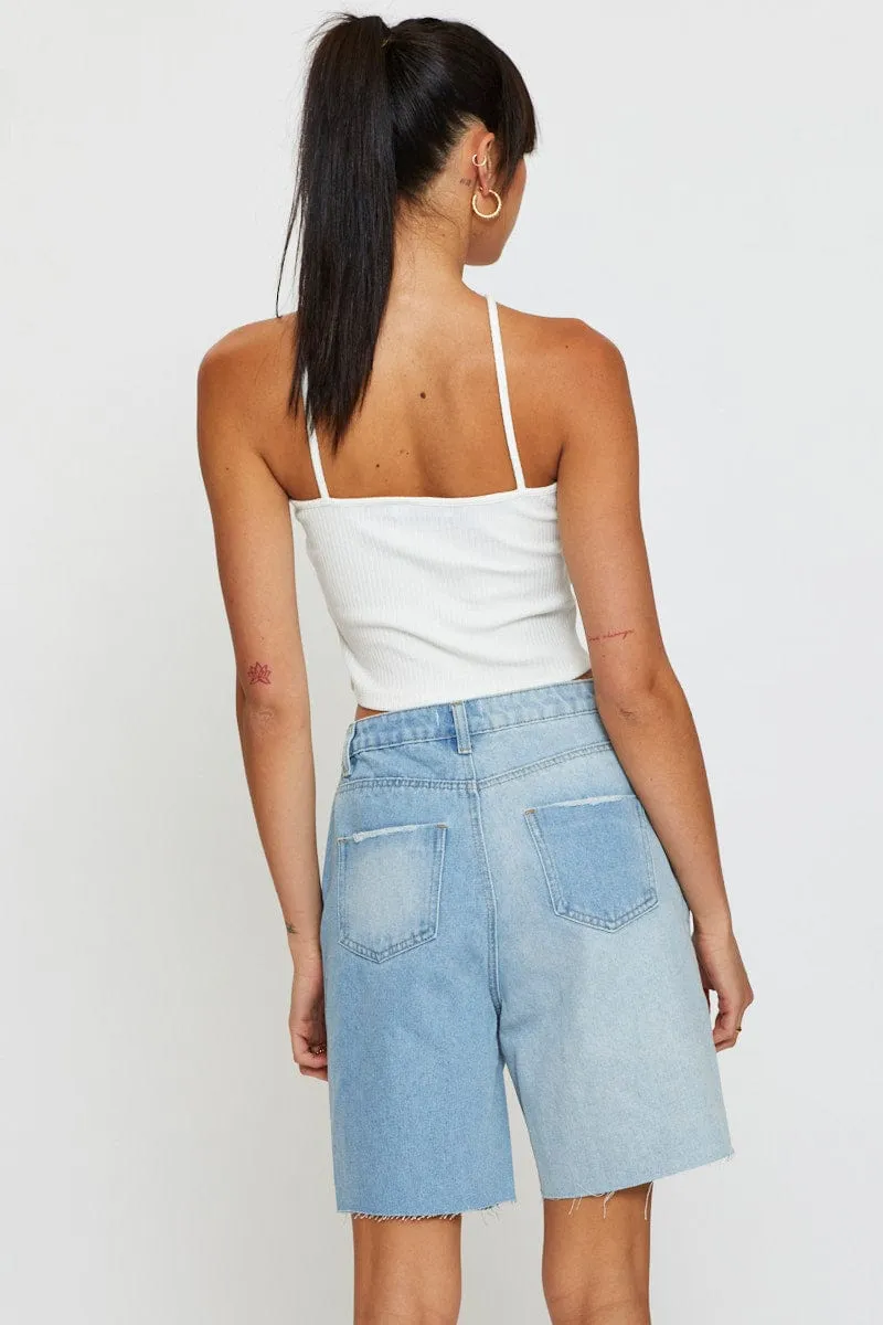 Blue Relaxed Denim Shorts High Rise sold by Ally Fashion product image thumbnail 5