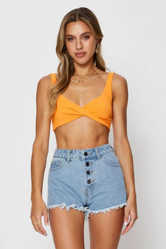 Blue High Rise Denim Shorts Relaxed sold by Ally Fashion