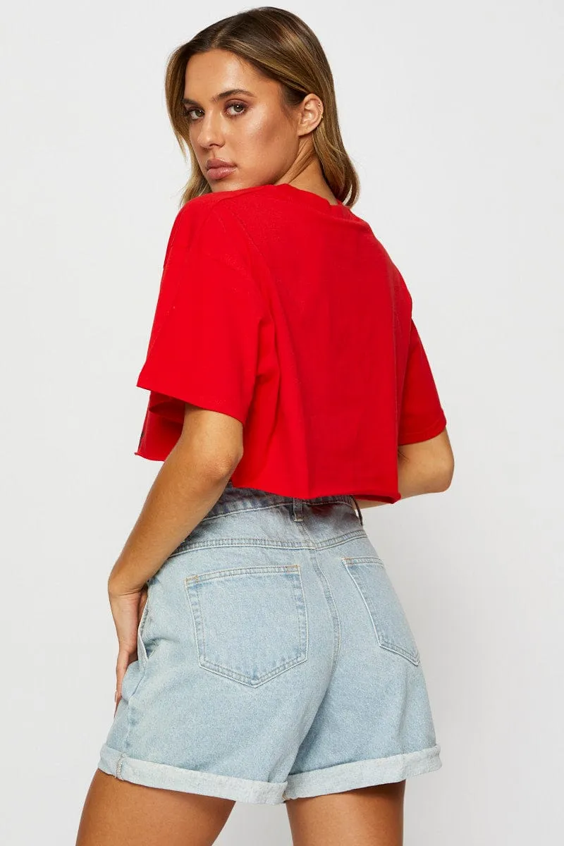 Blue Relaxed Denim Shorts High Rise sold by Ally Fashion product image thumbnail 5