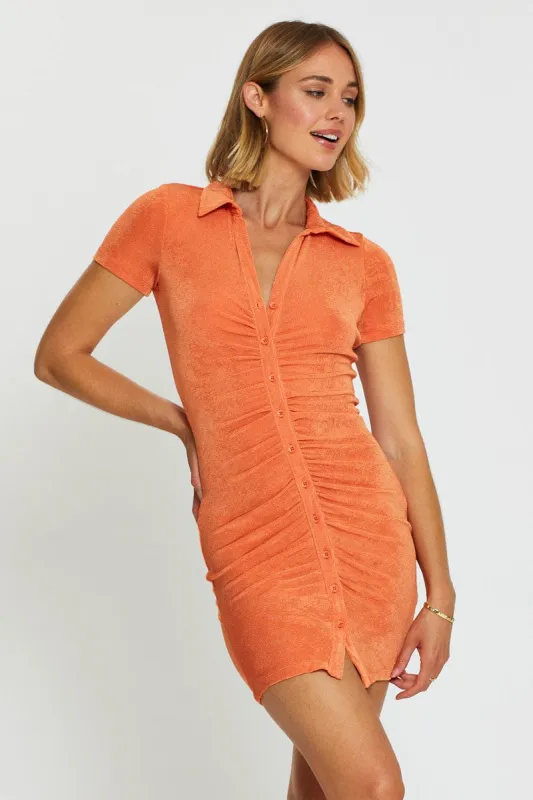 Brown Mini Dress Slinky Ruched sold by Ally Fashion