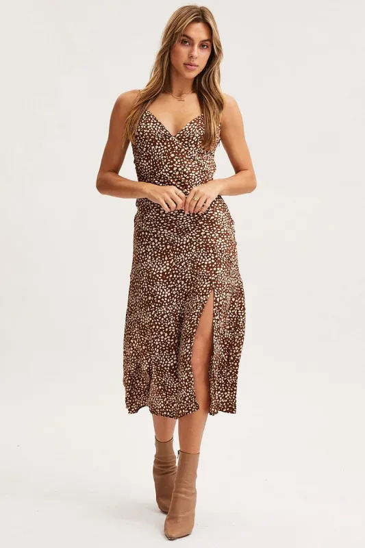 Geo Print Slip Dress Evening Satin sold by Ally Fashion