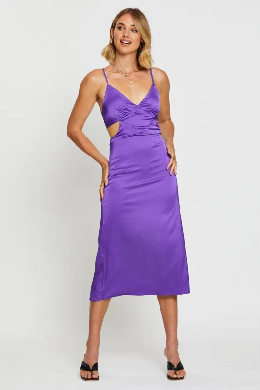 Purple Midi Dress Satin sold by Ally Fashion