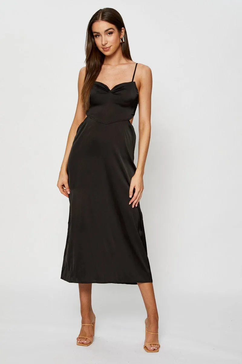 Black Midi Dress Cowl Neck Satin sold by Ally Fashion product image thumbnail 3