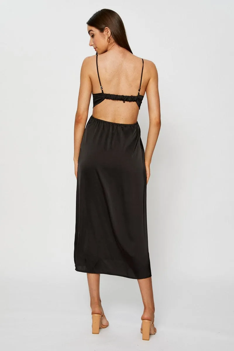 Black Midi Dress Cowl Neck Satin sold by Ally Fashion product image thumbnail 5