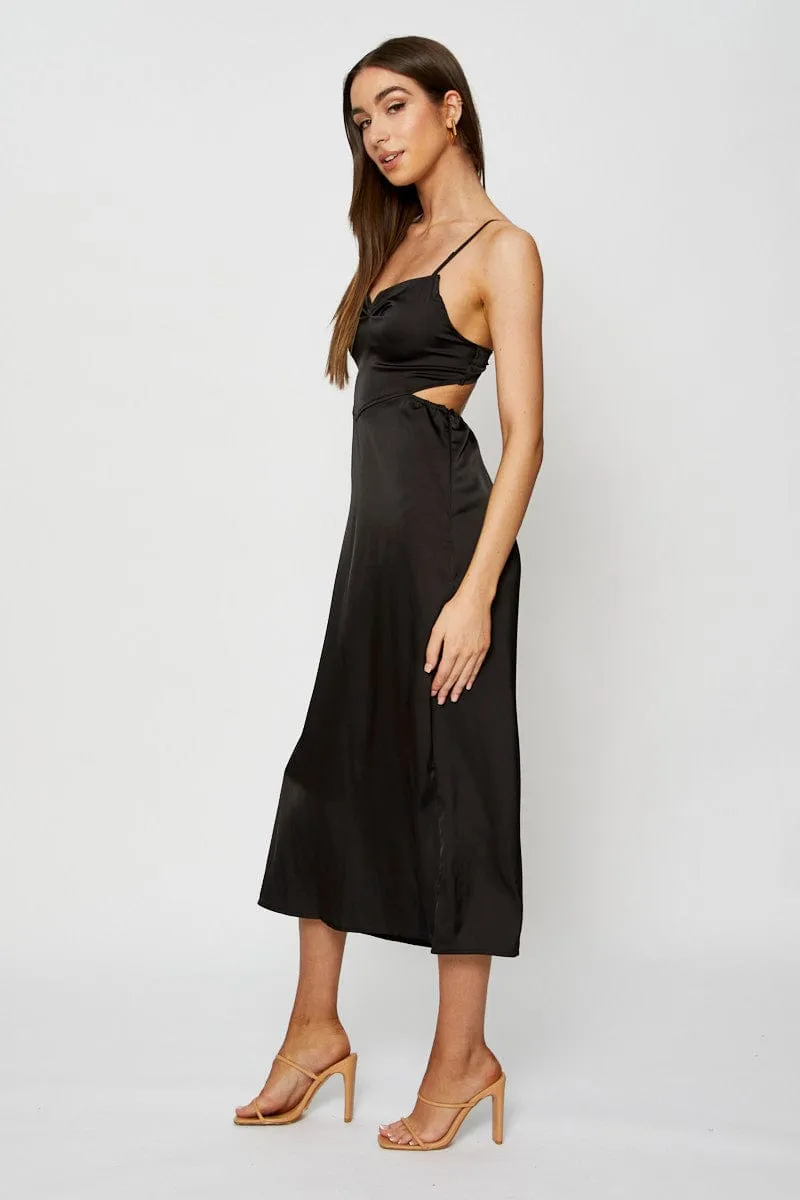Black Midi Dress Cowl Neck Satin sold by Ally Fashion product image thumbnail 4