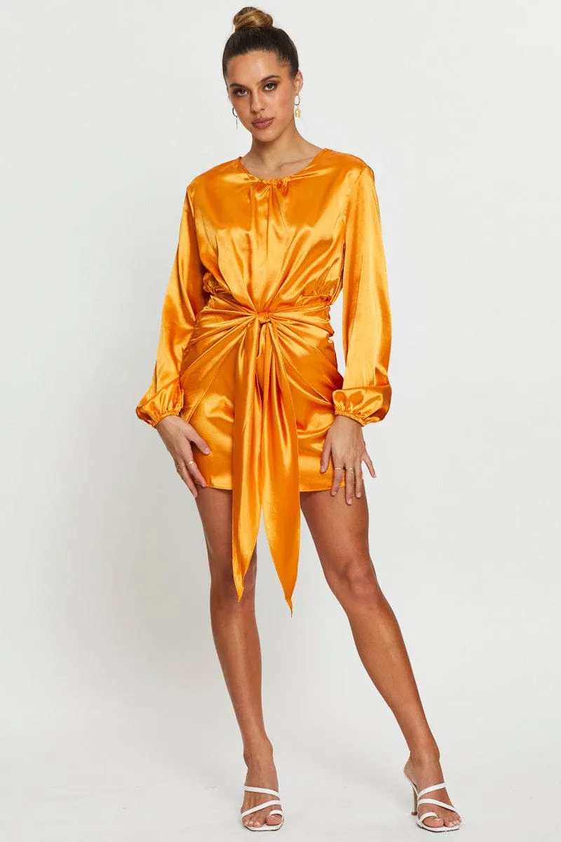 Yellow Wrap Dress Mini Satin sold by Ally Fashion product image thumbnail 2