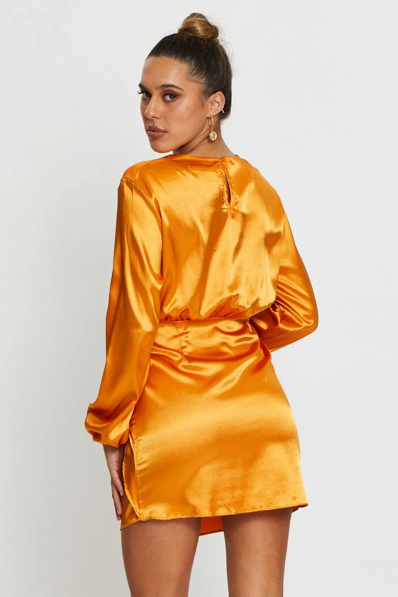 Yellow Wrap Dress Mini Satin sold by Ally Fashion product image thumbnail 5