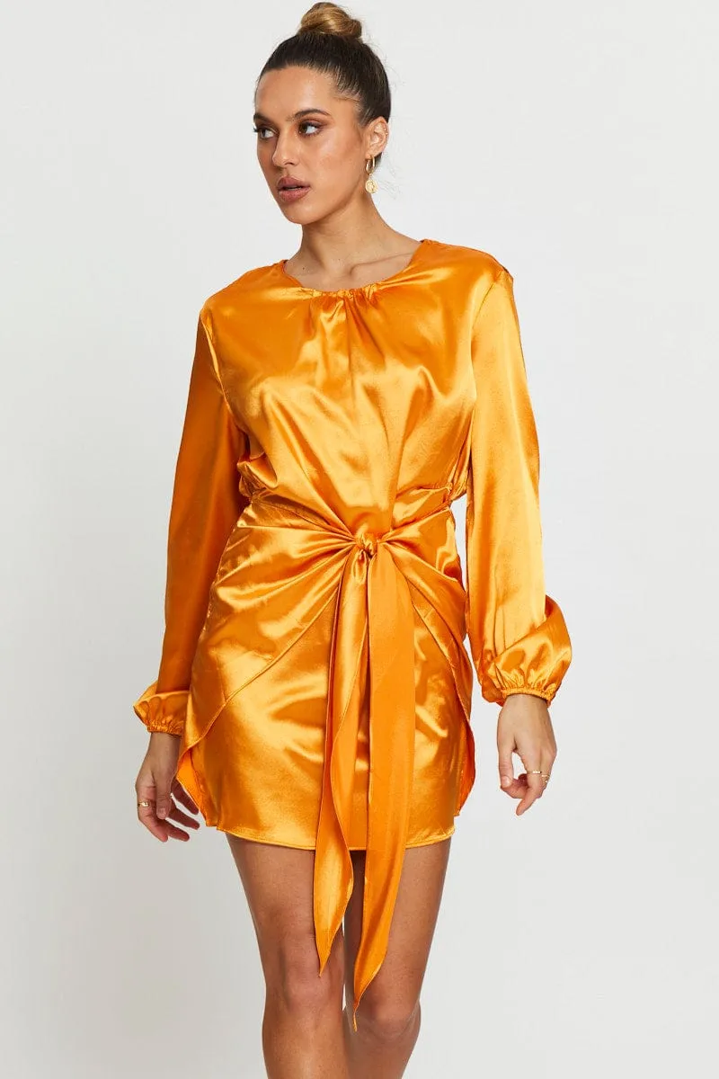 Yellow Wrap Dress Mini Satin sold by Ally Fashion product image thumbnail 3