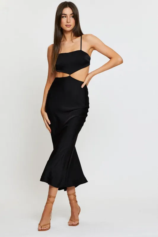Black Midi Dress Satin sold by Ally Fashion