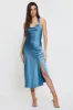 Blue Slip Dress Midi Satin sold by Ally Fashion