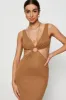 Brown Midi Dress Ribbed Cut Out sold by Ally Fashion